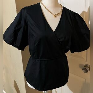 Old Navy Ladies Puff Sleeves Back Tie Blouse Size Medium